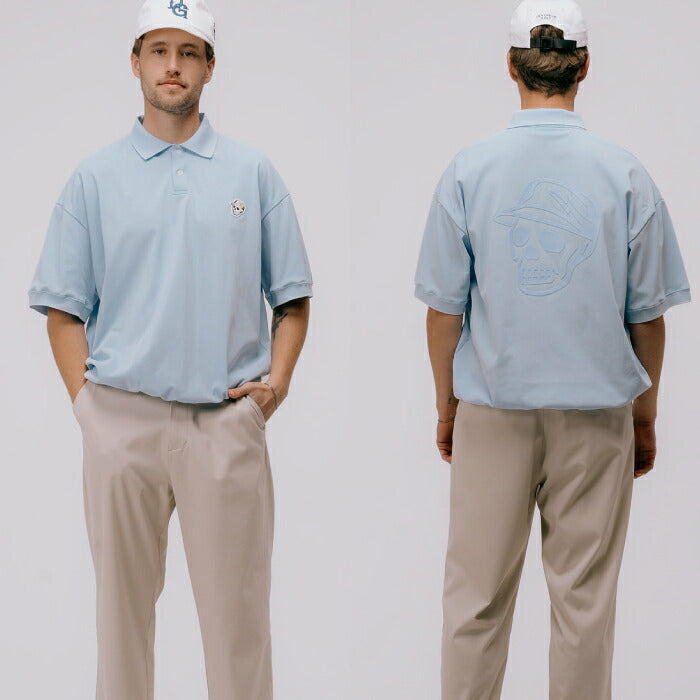 DEVEREUX GOLF デヴァローゴルフゴルフウェア メンズ DVG TECH-SKULL CADDIE POLO 半袖ポロシャツ通気性 吸汗速乾 UVカバー ボックスシルエット 日本製 075762015