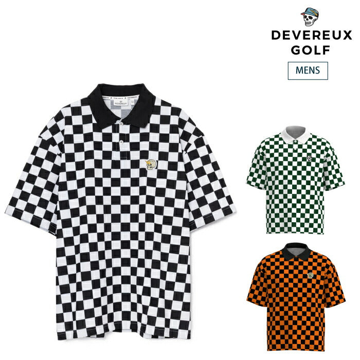 DEVEREUX GOLF デヴァローゴルフゴルフウェア メンズ DVG CHECK MATE POLO 半袖ポロシャツ 形態安定  抗ピル 吸水速乾 UVカバー 075762021