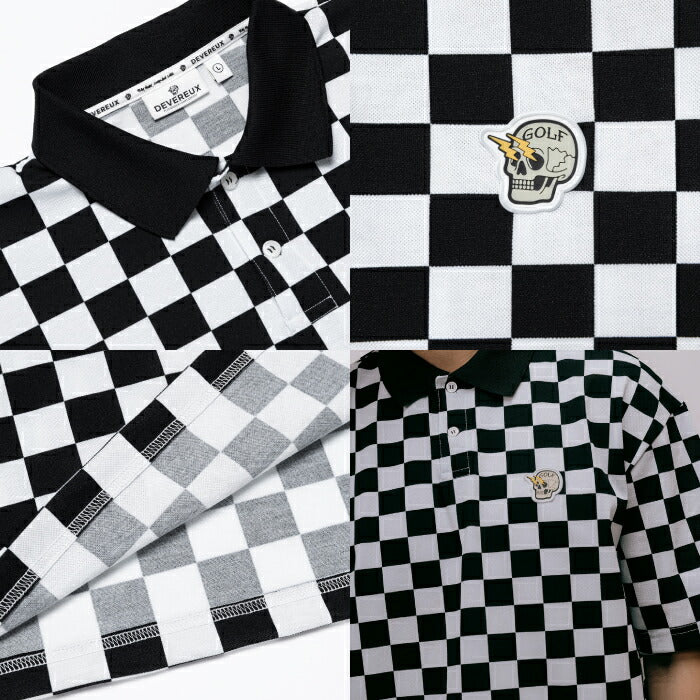 DEVEREUX GOLF デヴァローゴルフゴルフウェア メンズ DVG CHECK MATE POLO 半袖ポロシャツ 形態安定  抗ピル 吸水速乾 UVカバー 075762021
