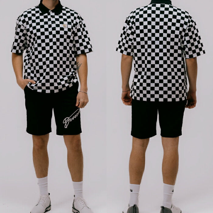 DEVEREUX GOLF デヴァローゴルフゴルフウェア メンズ DVG CHECK MATE POLO 半袖ポロシャツ 形態安定  抗ピル 吸水速乾 UVカバー 075762021