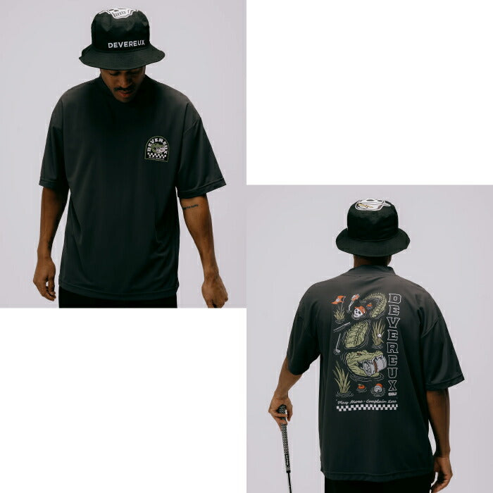 DEVEREUX GOLF デヴァローゴルフゴルフウェア メンズ DVG CROCO MOCK NECK 半袖モックネックシャツ半袖シャツ吸水速乾性 ストレッチ性 UVカバー 上品 075762022