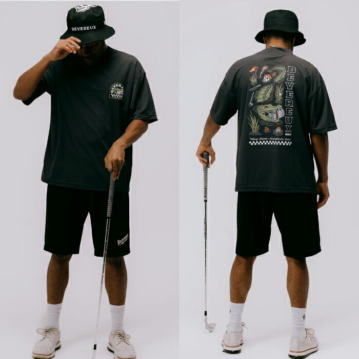 DEVEREUX GOLF デヴァローゴルフゴルフウェア メンズ DVG CROCO MOCK NECK 半袖モックネックシャツ半袖シャツ吸水速乾性 ストレッチ性 UVカバー 上品 075762022
