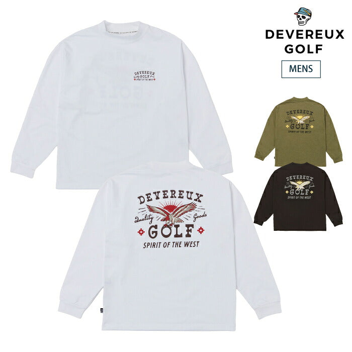 DEVEREUX GOLF デヴァローゴルフ ゴルフウェア メンズ DVG Spirit Of The West MOCK TEE モックネック長袖Tシャツ ストレッチ 吸水速乾 UVカット 日本製 075764005