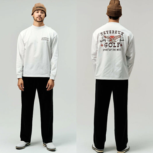 DEVEREUX GOLF デヴァローゴルフ ゴルフウェア メンズ DVG Spirit Of The West MOCK TEE モックネック長袖Tシャツ ストレッチ 吸水速乾 UVカット 日本製 075764005