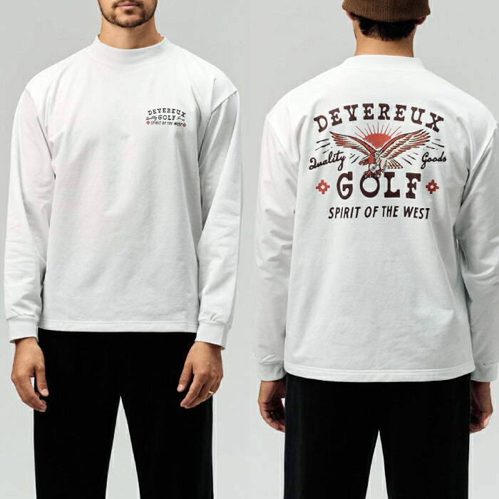 DEVEREUX GOLF デヴァローゴルフ ゴルフウェア メンズ DVG Spirit Of The West MOCK TEE モックネック長袖Tシャツ ストレッチ 吸水速乾 UVカット 日本製 075764005
