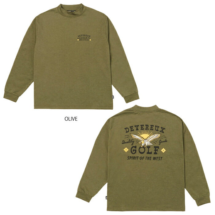 DEVEREUX GOLF デヴァローゴルフ ゴルフウェア メンズ DVG Spirit Of The West MOCK TEE モックネック長袖Tシャツ ストレッチ 吸水速乾 UVカット 日本製 075764005