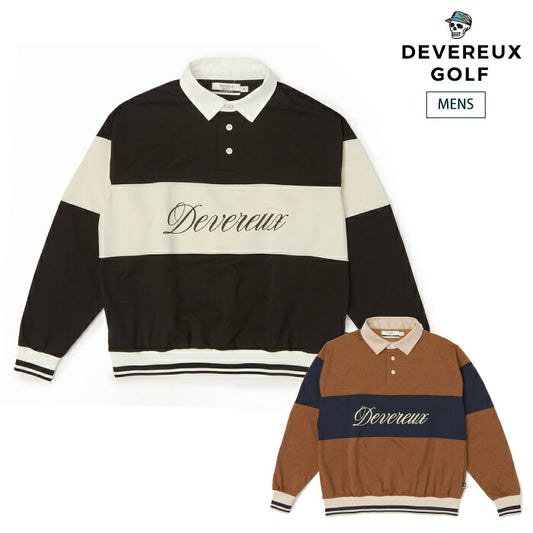 DEVEREUX GOLF デヴァローゴルフ ゴルフウェア メンズ DVG L/S LINE POLO ロングスリーブポロ 長袖ポロシャツ ラガーシャツスタイル 吸水速乾 UVカット 日本製 075764012