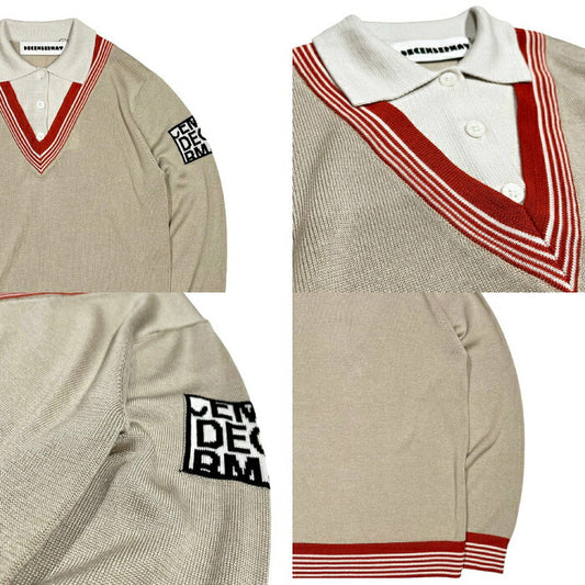 DECEMBERMAY ディセンバーメイ ゴルフウェア メンズ Avignon Fake layered Knit Polo MAN 長袖ニットポロ 保湿性 吸湿性 速乾性 上品な光沢感のあるテンセル素材 1-312-1005