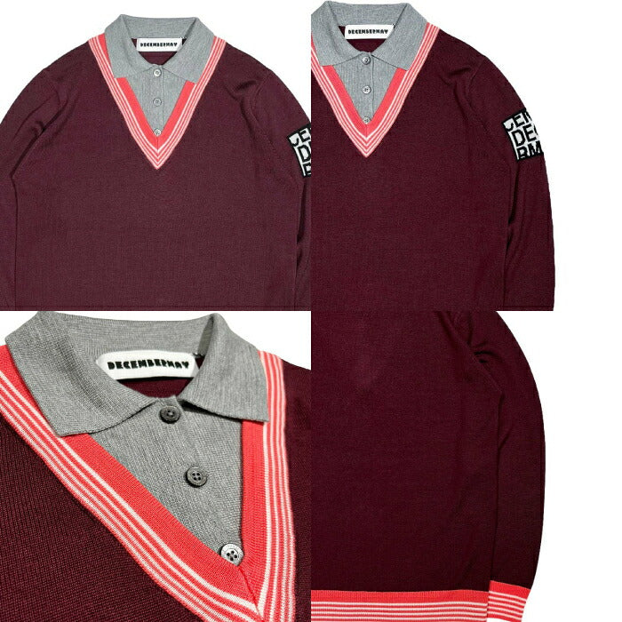 DECEMBERMAY ディセンバーメイ ゴルフウェア メンズ Avignon Fake layered Knit Polo MAN 長袖ニットポロ 保湿性 吸湿性 速乾性 上品な光沢感のあるテンセル素材 1-312-1005