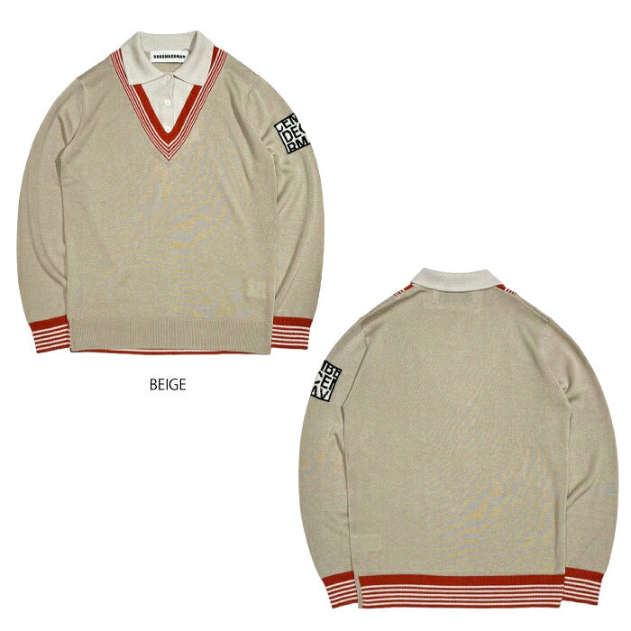 DECEMBERMAY ディセンバーメイ ゴルフウェア メンズ Avignon Fake layered Knit Polo MAN 長袖ニットポロ 保湿性 吸湿性 速乾性 上品な光沢感のあるテンセル素材 1-312-1005
