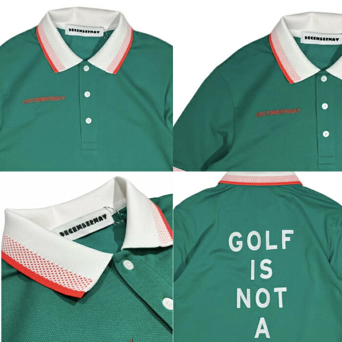 DECEMBERMAY ディセンバーメイ ゴルフウェア メンズ Back print NOT A RACE polo MEN 半袖ポロシャツ 綿タッチ素材感 吸収乾燥 ストレッチ UVカット機能 1-405-0150
