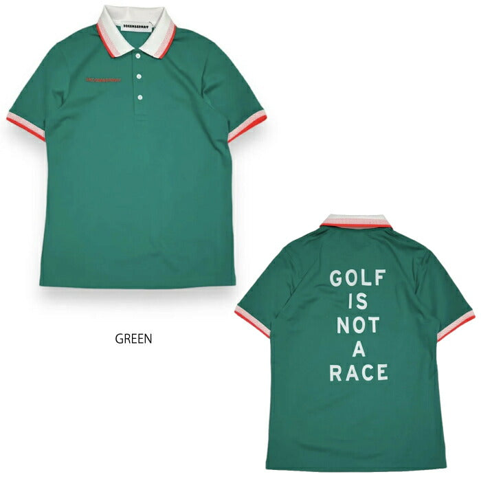 DECEMBERMAY ディセンバーメイ ゴルフウェア メンズ Back print NOT A RACE polo MEN 半袖ポロシャツ 綿タッチ素材感 吸収乾燥 ストレッチ UVカット機能 1-405-0150