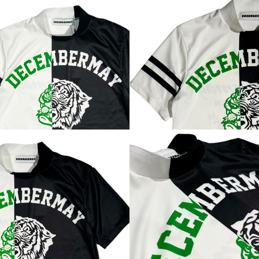 DECEMBERMAY ディセンバーメイ ゴルフウェア メンズ 半袖モックネックシャツ Lovers tiger bicolor mock neck shirt/ MEN 吸湿速乾 防透 紫外線防止 1-505-0151