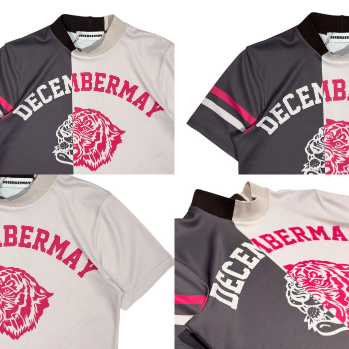 DECEMBERMAY ディセンバーメイ ゴルフウェア メンズ 半袖モックネックシャツ Lovers tiger bicolor mock neck shirt/ MEN 吸湿速乾 防透 紫外線防止 1-505-0151