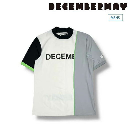 DECEMBERMAY ディセンバーメイ ゴルフウェア メンズ モックネック Bi-color logo mock neck half sleeve shirt/ MEN 接触冷感機能 UV機能 ２WAYストレッチ 透け防止 1-505-0152