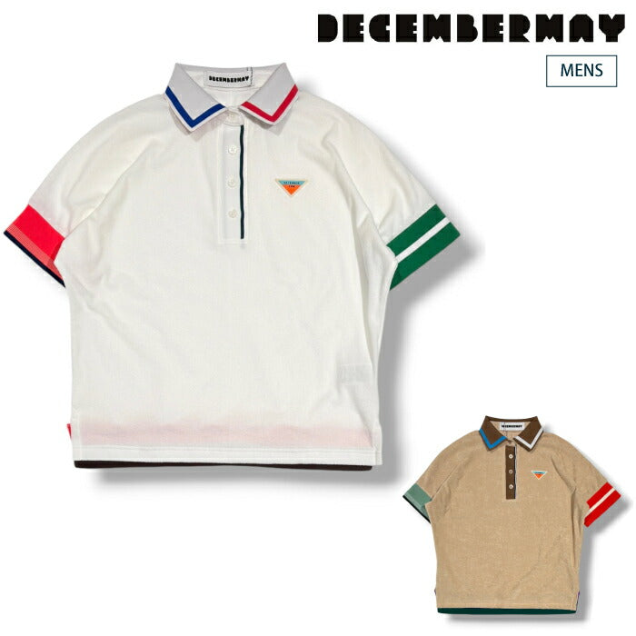 DECEMBERMAY ディセンバーメイ ゴルフウェア メンズ Dolman sleeve polo MEN 半袖ポロシャツ ポップな配色 1-605-0161