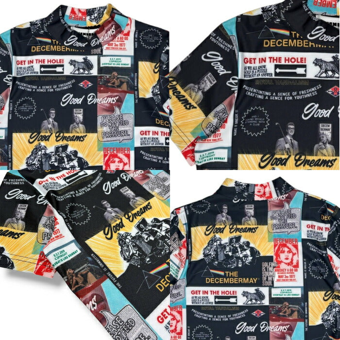 DECEMBERMAY ディセンバーメイ ゴルフウェア メンズ Good Dreams mockneck shirt MEN 半袖モックネックシャツ ロックテイスト 軽量 接触冷感 1-605-0163