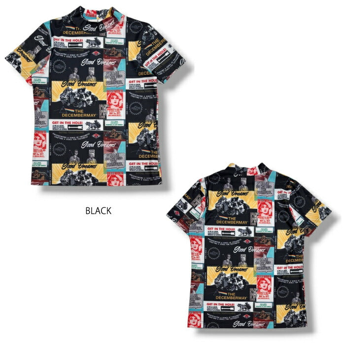 DECEMBERMAY ディセンバーメイ ゴルフウェア メンズ Good Dreams mockneck shirt MEN 半袖モックネックシャツ ロックテイスト 軽量 接触冷感 1-605-0163
