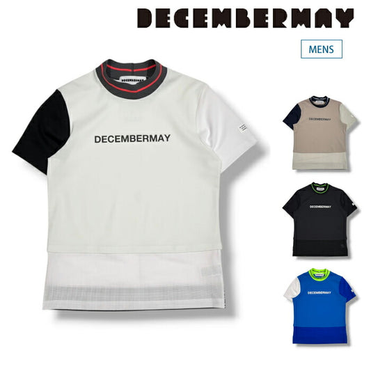 DECEMBERMAY ディセンバーメイ ゴルフウェア メンズ Mesh-paneled mock neck MEN 半袖モックネックシャツ 吸水速乾 透防性能 接触冷感 軽量で風通しの良いアイテム 1-605-0166