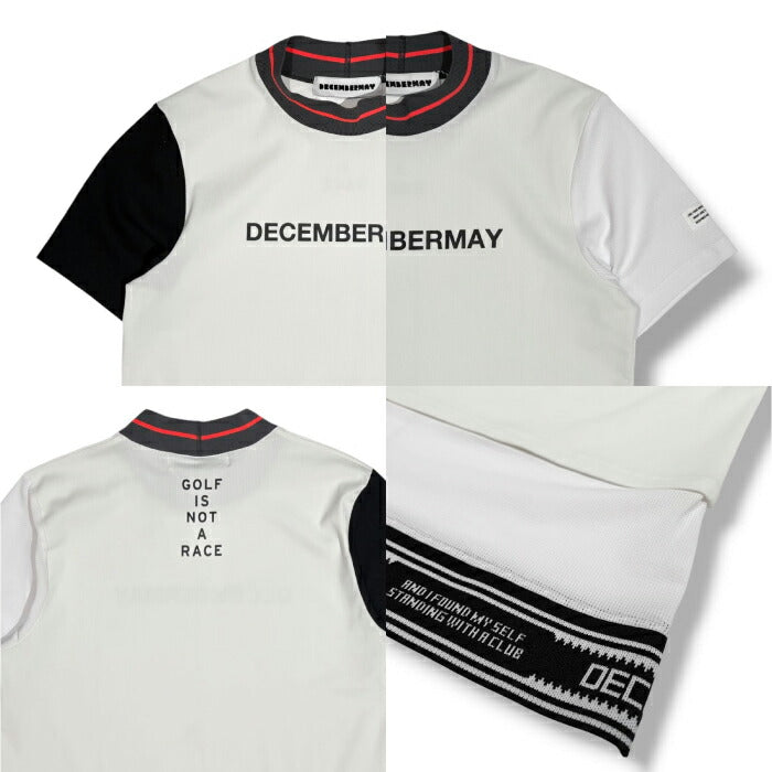 DECEMBERMAY ディセンバーメイ ゴルフウェア メンズ Mesh-paneled mock neck MEN 半袖モックネックシャツ 吸水速乾 透防性能 接触冷感 軽量で風通しの良いアイテム 1-605-0166