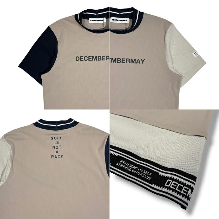 DECEMBERMAY ディセンバーメイ ゴルフウェア メンズ Mesh-paneled mock neck MEN 半袖モックネックシャツ 吸水速乾 透防性能 接触冷感 軽量で風通しの良いアイテム 1-605-0166