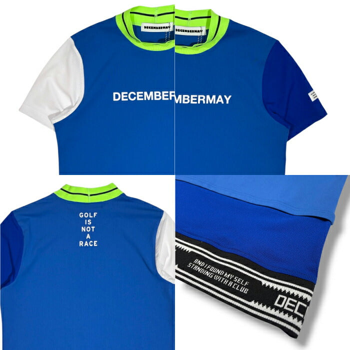 DECEMBERMAY ディセンバーメイ ゴルフウェア メンズ Mesh-paneled mock neck MEN 半袖モックネックシャツ 吸水速乾 透防性能 接触冷感 軽量で風通しの良いアイテム 1-605-0166