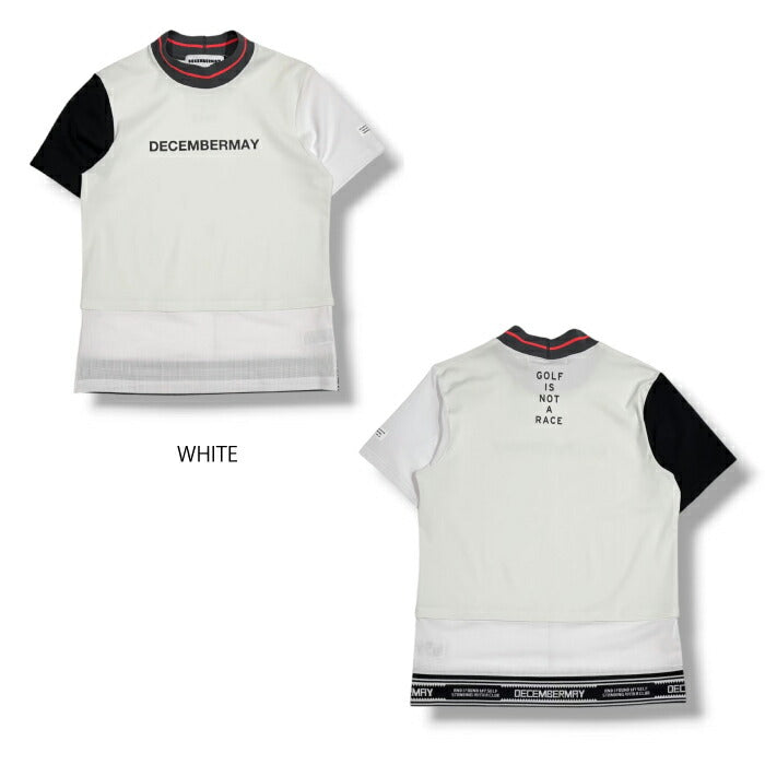 DECEMBERMAY ディセンバーメイ ゴルフウェア メンズ Mesh-paneled mock neck MEN 半袖モックネックシャツ 吸水速乾 透防性能 接触冷感 軽量で風通しの良いアイテム 1-605-0166