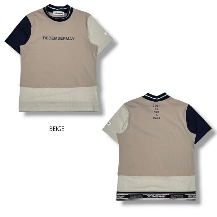 DECEMBERMAY ディセンバーメイ ゴルフウェア メンズ Mesh-paneled mock neck MEN 半袖モックネックシャツ 吸水速乾 透防性能 接触冷感 軽量で風通しの良いアイテム 1-605-0166