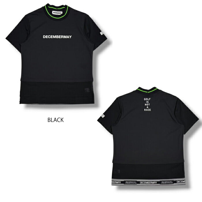 DECEMBERMAY ディセンバーメイ ゴルフウェア メンズ Mesh-paneled mock neck MEN 半袖モックネックシャツ 吸水速乾 透防性能 接触冷感 軽量で風通しの良いアイテム 1-605-0166