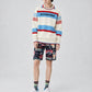 DECEMBERMAY ディセンバーメイ ゴルフウェア メンズ Stripe knit polo MEN 長袖ニットポロ 鹿の子編み ソフトな風合い 衿付きクルーネック 保温性 通気性 1-612-1035