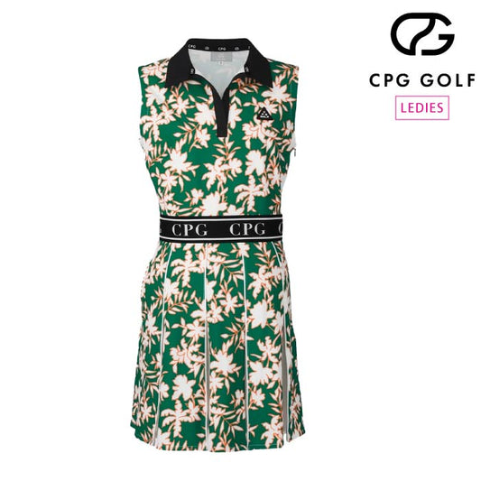CPG GOLF シーピージーゴルフ ゴルフウェア レディース FLOWER MOTIF ONE PIECE NS 高機能素材 速乾性 2WAYストレッチ UVカット 防透け 1107-25123