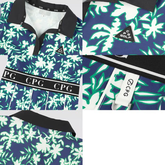CPG GOLF シーピージーゴルフ ゴルフウェア レディース FLOWER MOTIF ONE PIECE NS 高機能素材 速乾性 2WAYストレッチ UVカット 防透け 1107-25123