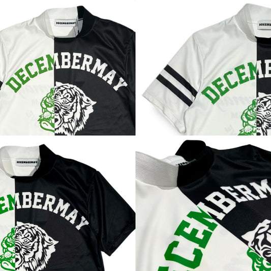 DECEMBERMAY ディセンバーメイ ゴルフウェア レディース 半袖モックネックシャツ Lovers tiger bicolor mock neck shirt/ WOMEN 吸湿速乾 防透 紫外線防止 2-505-0151