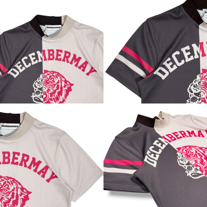 DECEMBERMAY ディセンバーメイ ゴルフウェア レディース 半袖モックネックシャツ Lovers tiger bicolor mock neck shirt/ WOMEN 吸湿速乾 防透 紫外線防止 2-505-0151