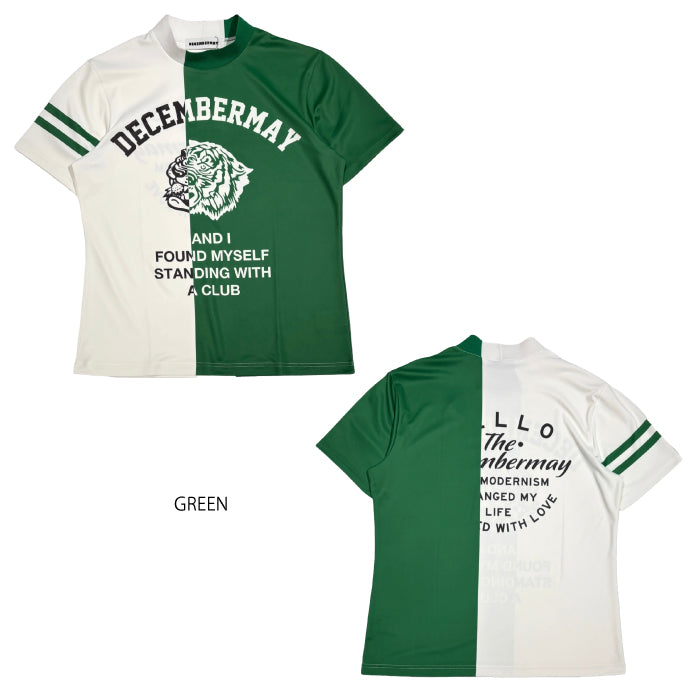DECEMBERMAY ディセンバーメイ ゴルフウェア レディース 半袖モックネックシャツ Lovers tiger bicolor mock neck shirt/ WOMEN 吸湿速乾 防透 紫外線防止 2-505-0151