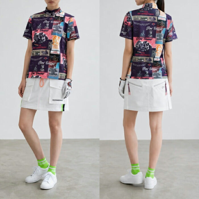 DECEMBERMAY ディセンバーメイ ゴルフウェア レディース Good Dreams mockneck shirt WOMEN 半袖モックネックシャツ 軽量 接触冷感 ロックテイスト 2-605-0163