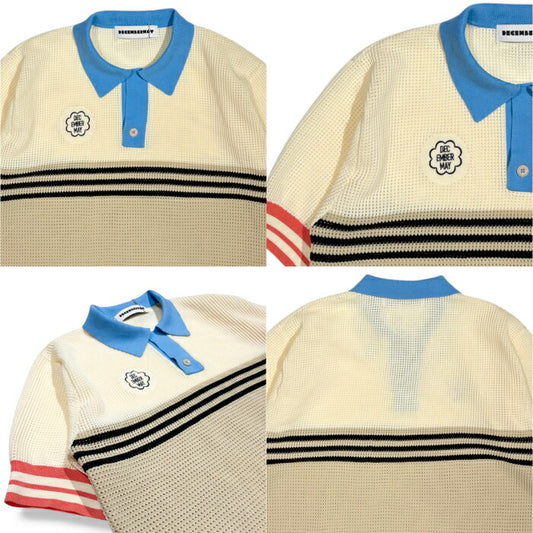 DECEMBERMAY ディセンバーメイ ゴルフウェア レディース Meshknit skipper polo ポロシャツ 半袖シャツ サマーニット 上品 超軽量 カジュアル 2-605-1034