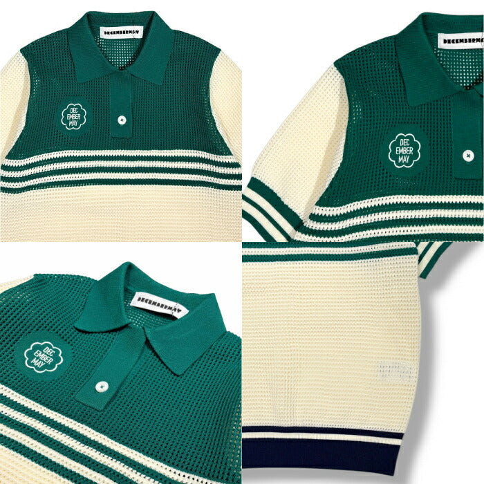 DECEMBERMAY ディセンバーメイ ゴルフウェア レディース Meshknit skipper polo ポロシャツ 半袖シャツ サマーニット 上品 超軽量 カジュアル 2-605-1034