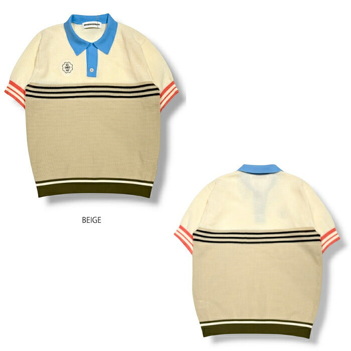 DECEMBERMAY ディセンバーメイ ゴルフウェア レディース Meshknit skipper polo ポロシャツ 半袖シャツ サマーニット 上品 超軽量 カジュアル 2-605-1034