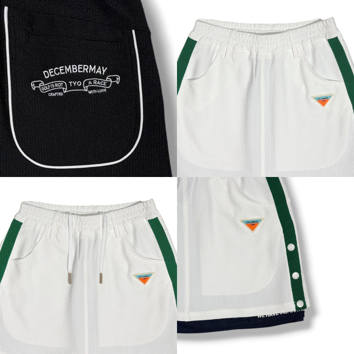DECEMBERMAY ディセンバーメイ ゴルフウェア レディース Newport seersucker skirtt スカート ストレッチ性 UVカット サッカー生地 ウエストゴム＋ドローコード セットアップ対応 2-605-2529