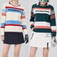 DECEMBERMAY ディセンバーメイ ゴルフウェア レディース Stripe knit polo WOWOWOMEN 長袖ニットポロ 鹿の子編み ソフトな風合い 衿付きクルーネック 保温性 通気性 2-612-1035