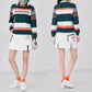 DECEMBERMAY ディセンバーメイ ゴルフウェア レディース Stripe knit polo WOWOWOMEN 長袖ニットポロ 鹿の子編み ソフトな風合い 衿付きクルーネック 保温性 通気性 2-612-1035