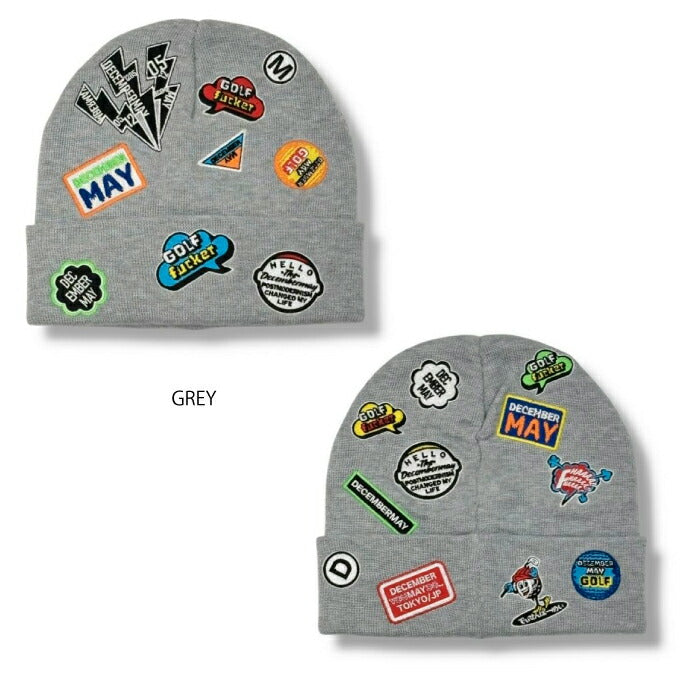 DECEMBERMAY ディセンバーメイ ゴルフウェア メンズ レディース Embroidery beanie/ UNISEX ユニセックス ニット 総柄刺繍ビーニー 保温性 3-999-5208