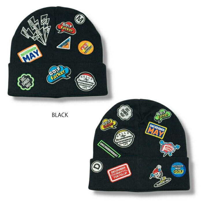 DECEMBERMAY ディセンバーメイ ゴルフウェア メンズ レディース Embroidery beanie/ UNISEX ユニセックス ニット 総柄刺繍ビーニー 保温性 3-999-5208
