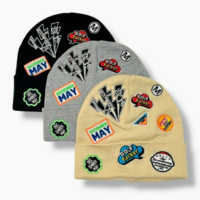 DECEMBERMAY ディセンバーメイ ゴルフウェア メンズ レディース Embroidery beanie/ UNISEX ユニセックス ニット 総柄刺繍ビーニー 保温性 3-999-5208