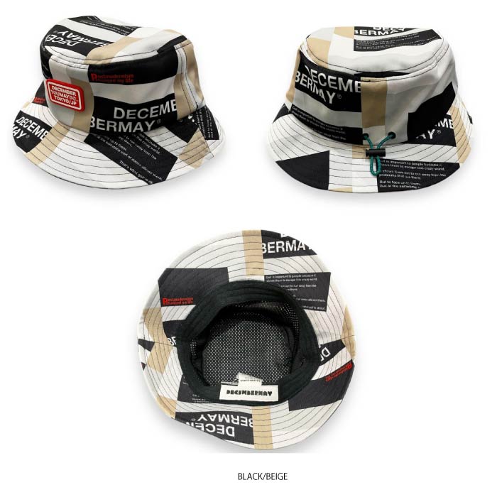 DECEMBERMAY ディセンバーメイ ゴルフ メンズ レディース 帽子 ハット Tricolor print bucket hat / UNISEX 速乾 耐久撥水 3-999-5331