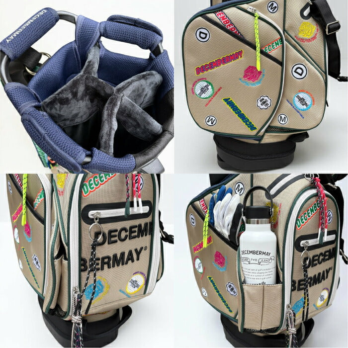 DECEMBERMAY ディセンバーメイ ゴルフ スタンドキャディバッグ メンズ レディース Embroidery Stand Caddy 総柄刺繍 ミニバッグポーチ付き 収納力抜群 3-999-8010