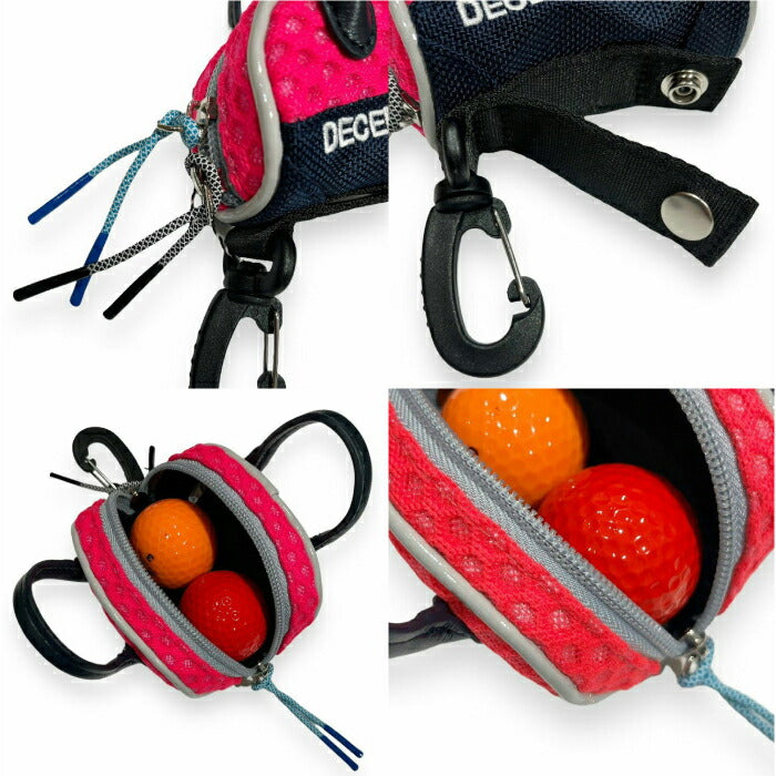 DECEMBERMAY ディセンバーメイ ゴルフ ボールポーチ メンズ レディース Honeycomb Mesh ball pouch / UNISEX 新色 カラフル クッション性 通気性 ダブルラッセル素材 カラナビ付き 3-999-8523