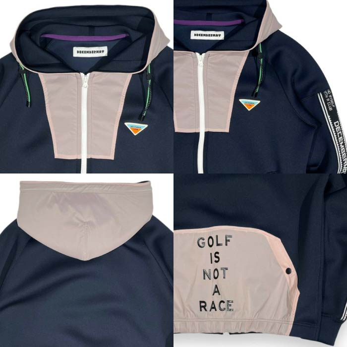 DECEMBERMAY ディセンバーメイ ゴルフウェア メンズ レディース Springy & fluffy Zip-up Hoodie ユニセックス ZIPブルゾン フーディー ジップアップパーカー ストレッチ 部分はっ水 4-405-1219