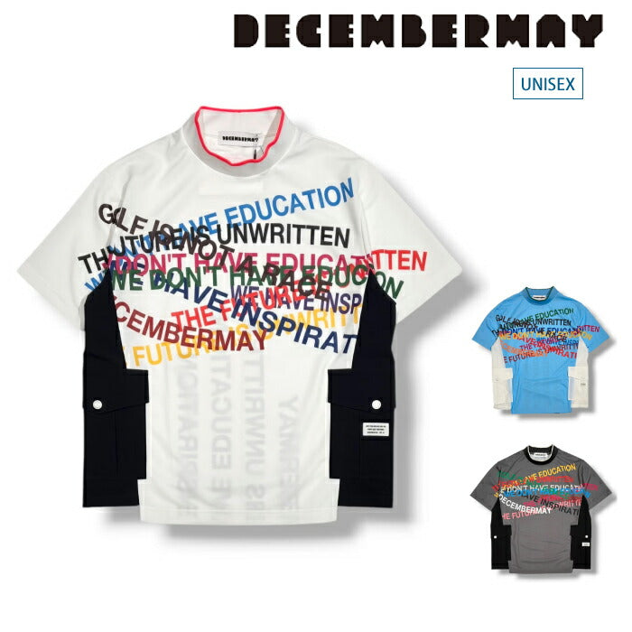 DECEMBERMAY ディセンバーメイ ゴルフウェア メンズ レディース UNISEX Shimmering side pocket mockneck tee 半袖モックネックシャツ 吸湿速乾 UVカット 遮熱 2WAYストレッチ 4-605-1119